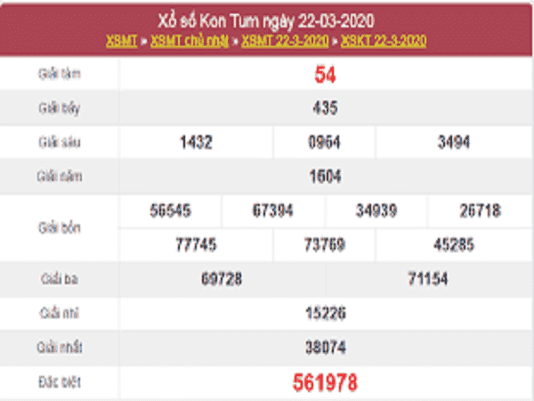 Nhận định kết quả xổ số Kon Tum ngày 29/03/2020 tỷ lệ trúng cao