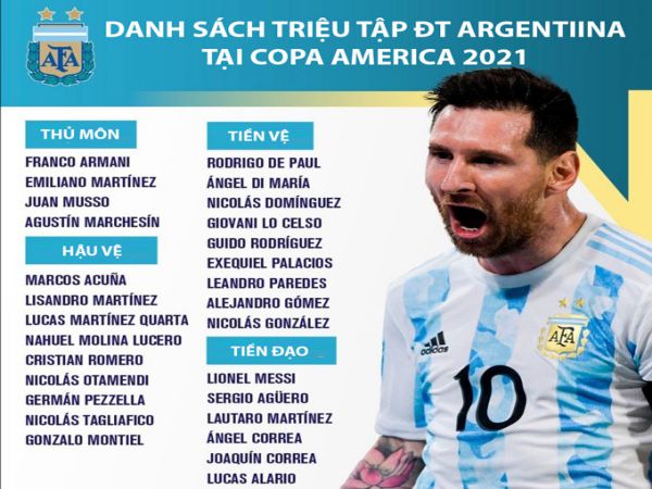 Tin bóng đá trưa 11/6: ĐT Argentina chốt danh sách dự Copa America
