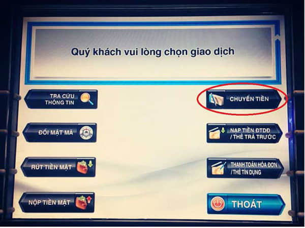 Hướng dẫn chuyển tiền qua cây ATM