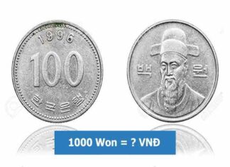 1000 won hàn quốc bằng bao nhiêu vnd?