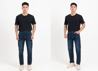 Cách phối đồ cho nam cao 1m7 với áo thun và quần jean