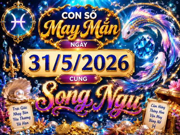 Con số may mắn hôm nay 31/5/2026 chủ nhật cung Song Ngư